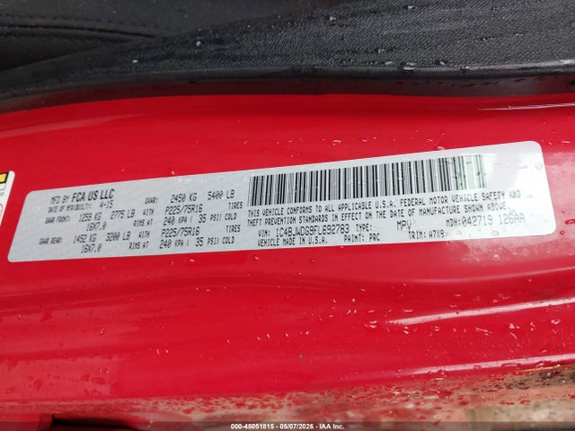 2015 Jeep Wrangler Unlimited Sport მანქანა იყიდება აუქციონზე, vin: 1C4BJWDG9FL692783, აუქციონის ნომერი: 45051815