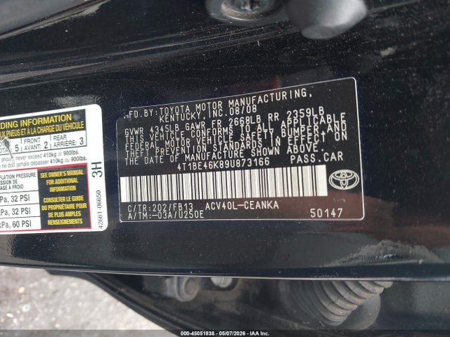 Aukcja sprzedaży 2009 Toyota Camry Le, vin: 4T1BE46K89U873166, numer aukcji: 45051838