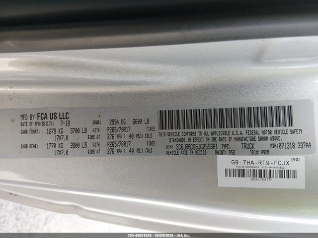 3C6JR6DG5JG255381 RAM 1500 Tradesman 4x2 8&#039; Box