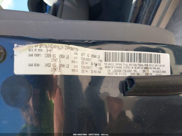 45051866 :رقم المزاد ، 1J8GR48K17C614347 vin ، 2007 Jeep Grand Cherokee Laredo مزاد بيع