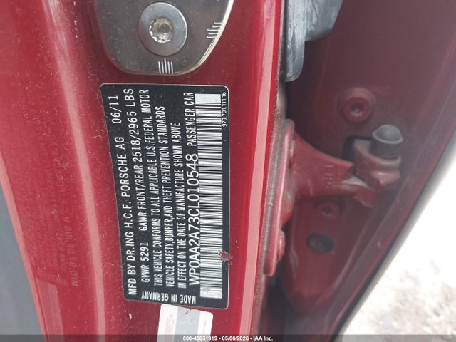 Aukcja sprzedaży 2012 Porsche Panamera 4, vin: WP0AA2A73CL010548, numer aukcji: 45051919
