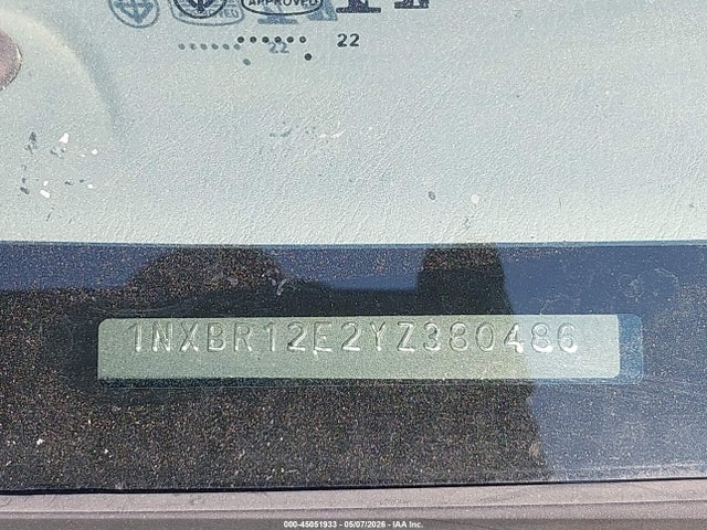 Продаж на аукціоні авто 2000 Toyota Corolla Ce, vin: 1NXBR12E2YZ380486, номер лоту: 45051933