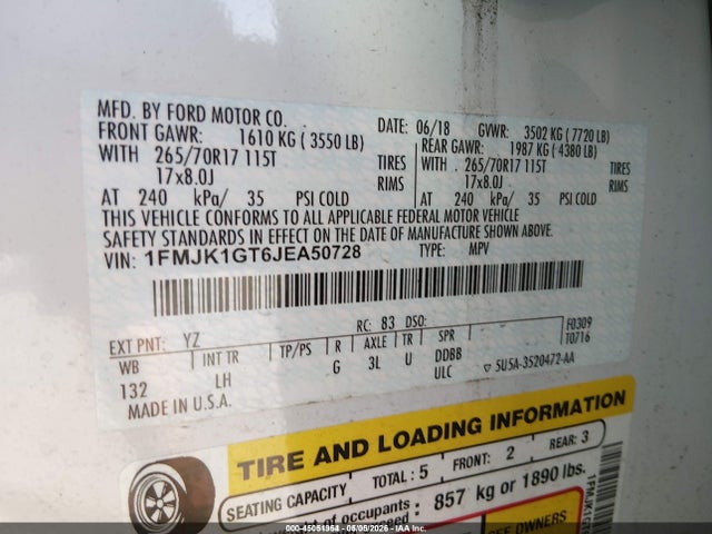1FMJK1GT6JEA50728 Ford Expedition Max Xl