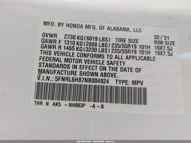 Honda Odyssey Touring 2022 5FNRL6H87NB004924 Image 9
