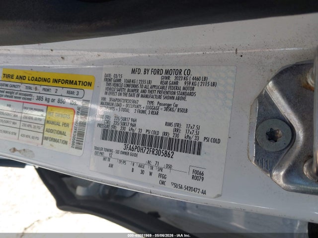 Ford FUSION SE 2015 3FA6P0H72FR305862 Image 9
