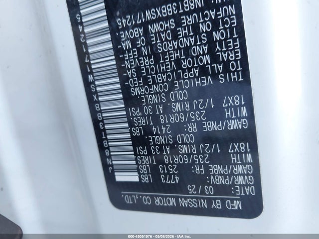 2025 Nissan Rogue Sv Intelligent Awd მანქანა იყიდება აუქციონზე, vin: JN8BT3BBXSW171245, აუქციონის ნომერი: 45051976