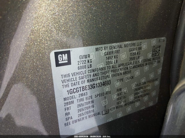 1GCGTBE33G1334693 Chevrolet Colorado Wt