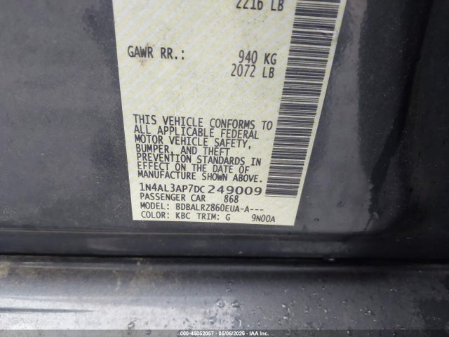 Продажа на аукционе авто 2013 Nissan Altima 2.5 S, vin: 1N4AL3AP7DC249009, номер лота: 45052057