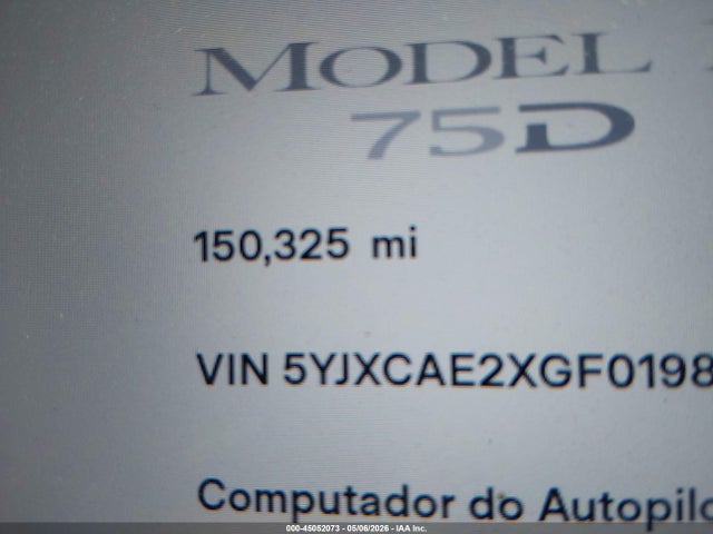 Продаж на аукціоні авто 2016 Tesla Model X 60d/70d/75d/90d, vin: 5YJXCAE2XGF019821, номер лоту: 45052073