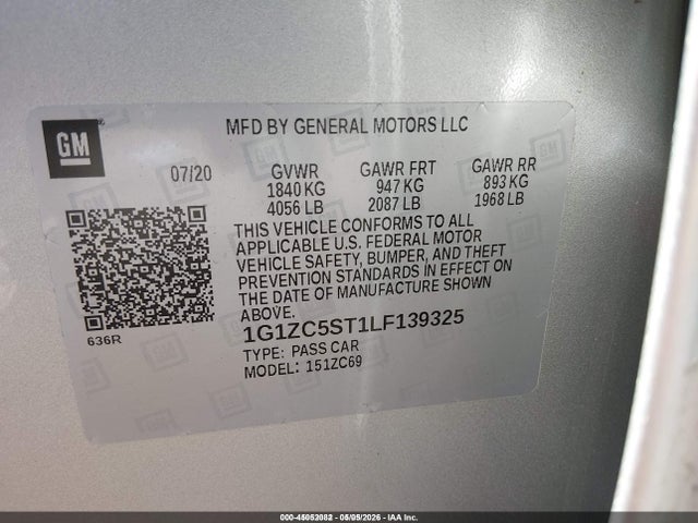 1G1ZC5ST1LF139325 Chevrolet Malibu Fwd 1fl