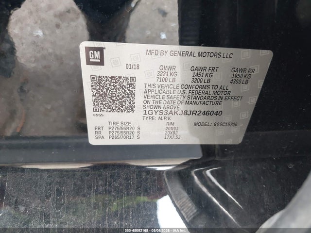 Aukcja sprzedaży 2018 Cadillac Escalade Standard, vin: 1GYS3AKJ8JR246040, numer aukcji: 45052168