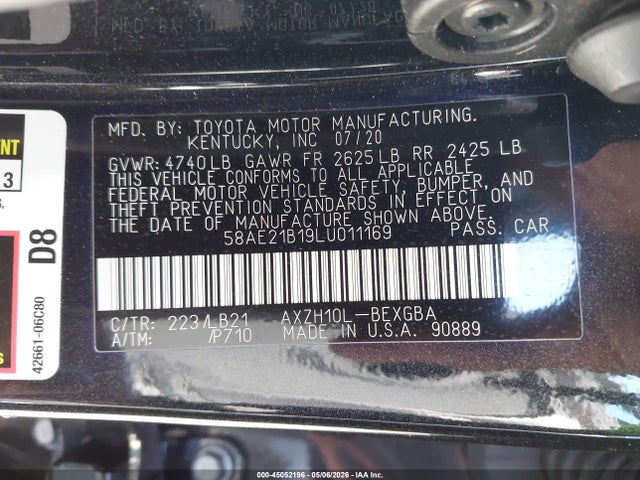 Продажа на аукционе авто 2020 Lexus Es 300h Luxury, vin: 58AE21B19LU011169, номер лота: 45052196