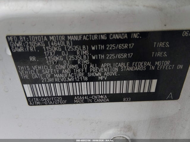 Toyota Rav4 Xle 2018 2T3RFREV0JW812118 Image 9