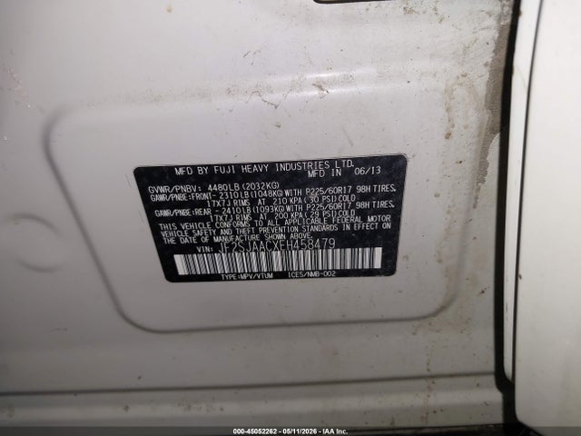 45052262 :رقم المزاد ، JF2SJAACXEH458479 vin ، 2014 Subaru Forester 2.5i مزاد بيع