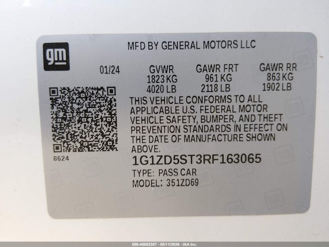1G1ZD5ST3RF163065 Chevrolet Malibu Fwd 1lt