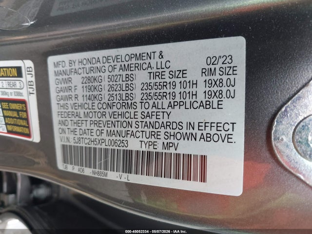 Aukcja sprzedaży 2023 Acura Rdx Technology Package, vin: 5J8TC2H5XPL006253, numer aukcji: 45052334