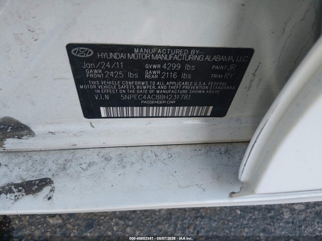 Продаж на аукціоні авто 2011 Hyundai Sonata Se, vin: 5NPEC4AC8BH231781, номер лоту: 45052341