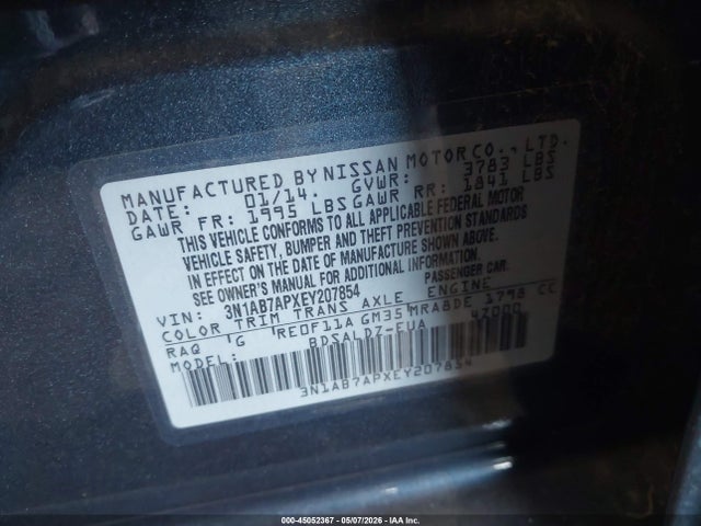 3N1AB7APXEY207854 Nissan SENTRA SV