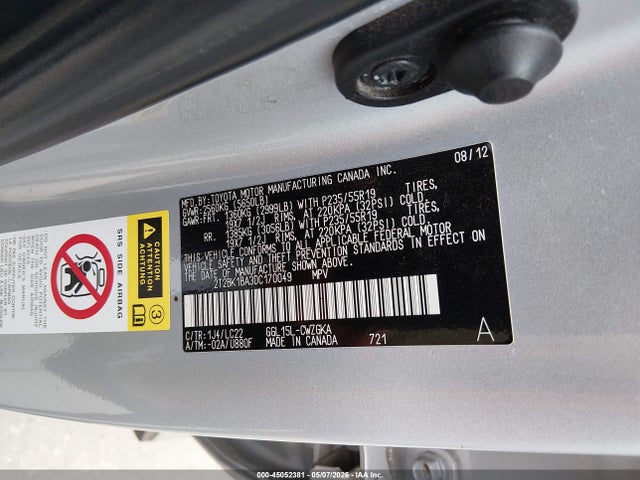 2013 Lexus Rx 350 F Sport მანქანა იყიდება აუქციონზე, vin: 2T2BK1BA3DC170049, აუქციონის ნომერი: 45052381