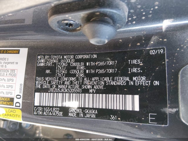 Toyota 4runner Sr5 Premium 2019 JTEZU5JR3K5205593 Image 9