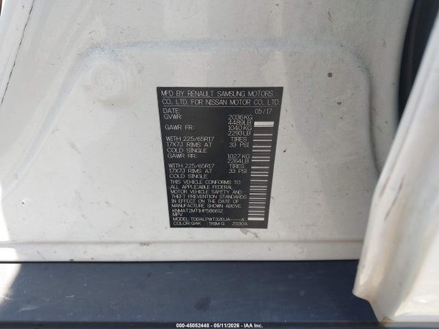 KNMAT2MT1HP586612 Nissan ROGUE S