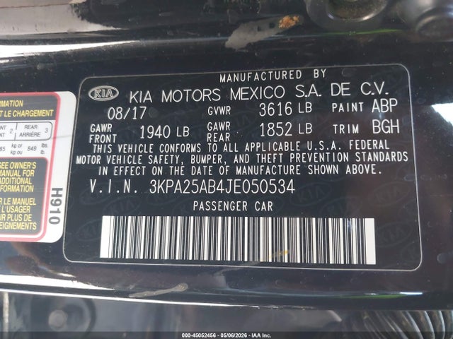 KIA RIO LX 2018 3KPA25AB4JE050534 Image 9