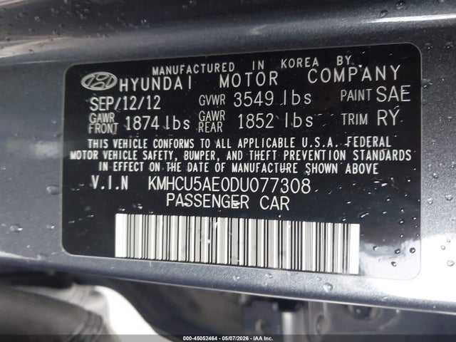 Aukcja sprzedaży 2013 Hyundai Accent Se, vin: KMHCU5AE0DU077308, numer aukcji: 45052464