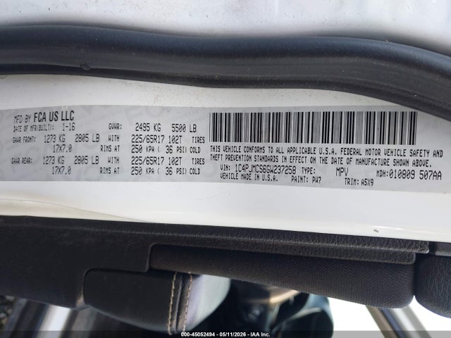 Продаж на аукціоні авто 2016 Jeep Cherokee Latitude, vin: 1C4PJMCS6GW237258, номер лоту: 45052494