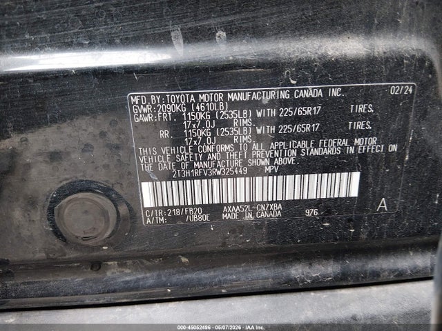 Aukcja sprzedaży 2024 Toyota Rav4 Le, vin: 2T3H1RFV3RW325449, numer aukcji: 45052496
