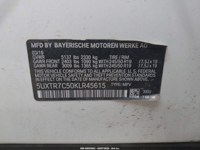 BMW X3 Sdrive30i 2019 5UXTR7C50KLR45615 Image 9