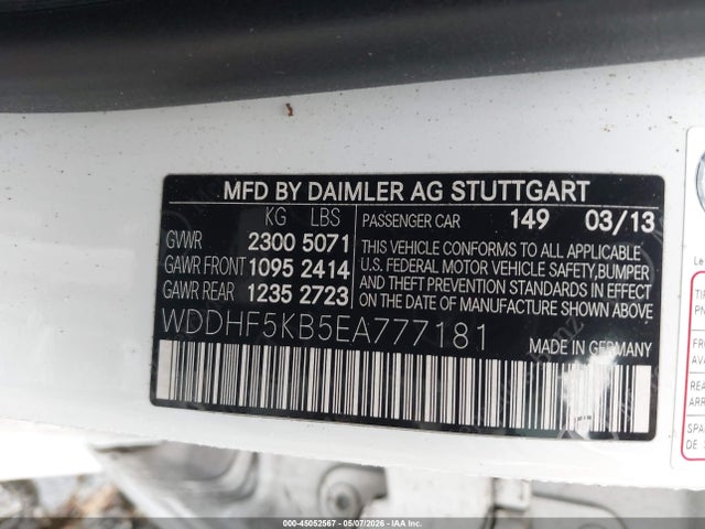 45052567 :رقم المزاد ، WDDHF5KB5EA777181 vin ، 2014 Mercedes-benz E 350 مزاد بيع