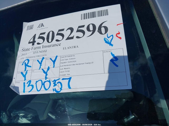 Продажа на аукционе авто 2013 Hyundai Elantra Gls, vin: 5NPDH4AE3DH225436, номер лота: 45052596