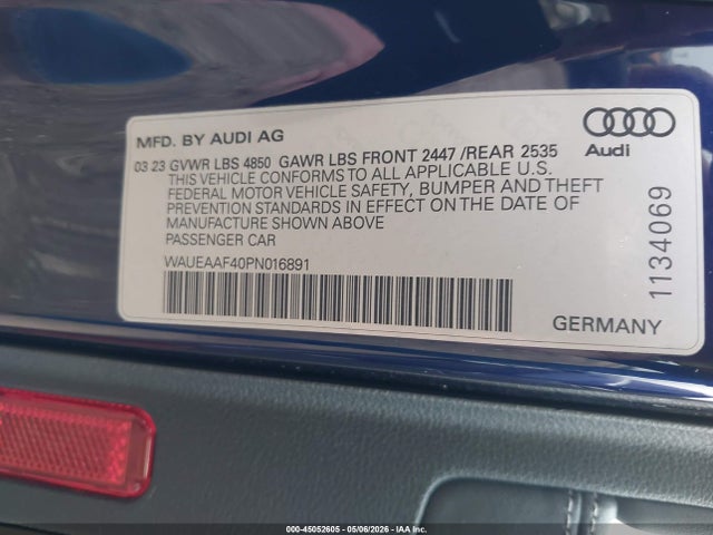 Aukcja sprzedaży 2023 Audi A4 Premium Plus 45 Tfsi S Line Quattro S Tronic, vin: WAUEAAF40PN016891, numer aukcji: 45052605