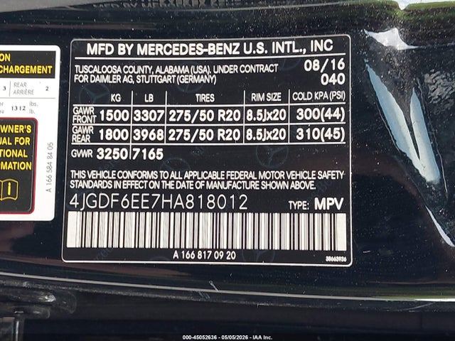 Продажа на аукционе авто 2017 Mercedes-benz Gls 450 4matic, vin: 4JGDF6EE7HA818012, номер лота: 45052636