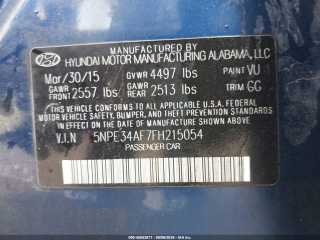 Aukcja sprzedaży 2015 Hyundai Sonata Sport, vin: 5NPE34AF7FH215054, numer aukcji: 45052671