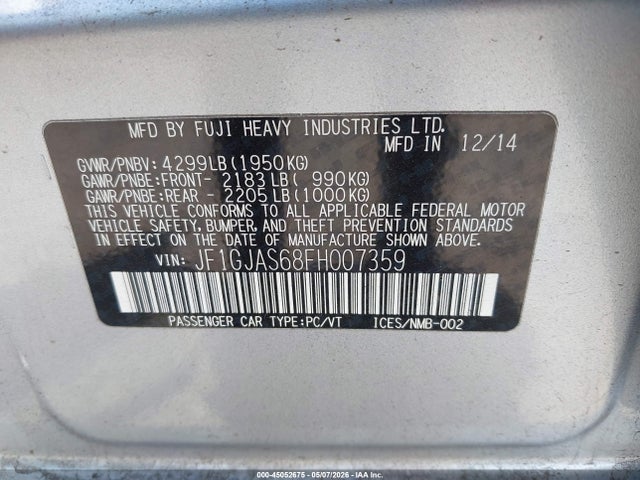Subaru Impreza 2.0i Limited 2015 JF1GJAS68FH007359 Image 9
