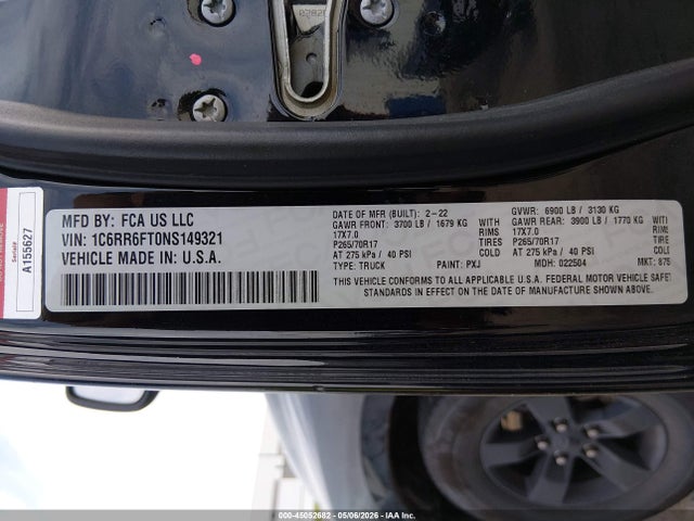 2022 Ram 1500 Classic Tradesman  4x2 6'4 Box მანქანა იყიდება აუქციონზე, vin: 1C6RR6FT0NS149321, აუქციონის ნომერი: 45052682