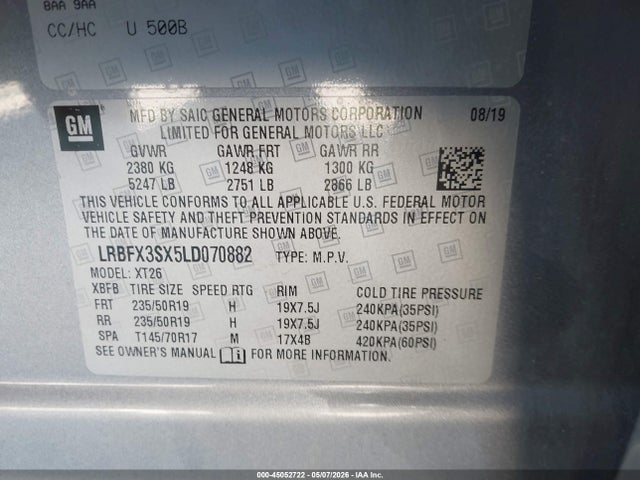 Aukcja sprzedaży 2020 Buick Envision Awd Premium I, vin: LRBFX3SX5LD070882, numer aukcji: 45052722