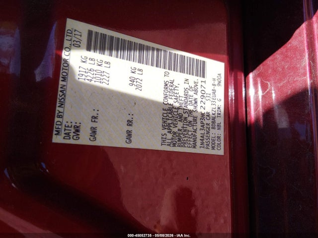 Aukcja sprzedaży 2017 Nissan Altima 2.5 Sv, vin: 1N4AL3AP3HC229071, numer aukcji: 45052735
