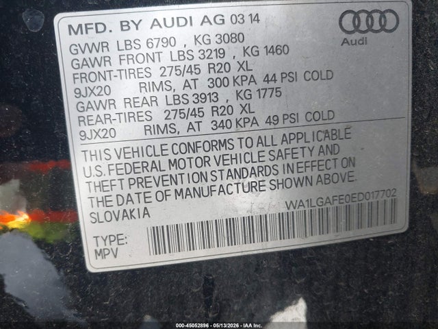 Audi Q7 3.0t Premium 2014 WA1LGAFE0ED017702 Image 9