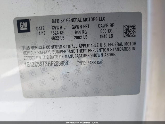 1G1ZC5ST3HF259988 Chevrolet Malibu 1fl