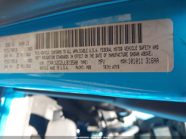 45052920 :رقم المزاد ، 1C4AJWBG9JL813500 vin ، 2018 Jeep Wrangler Jk Sahara 4x4 مزاد بيع