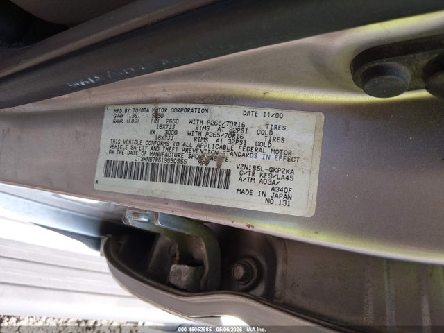 Продаж на аукціоні авто 2001 Toyota 4runner Limited V6, vin: JT3HN87R619050555, номер лоту: 45052985