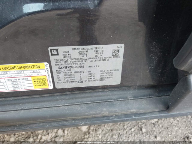 Aukcja sprzedaży 2016 Gmc Acadia Sle-2, vin: 1GKKVPKD6GJ332794, numer aukcji: 45052990