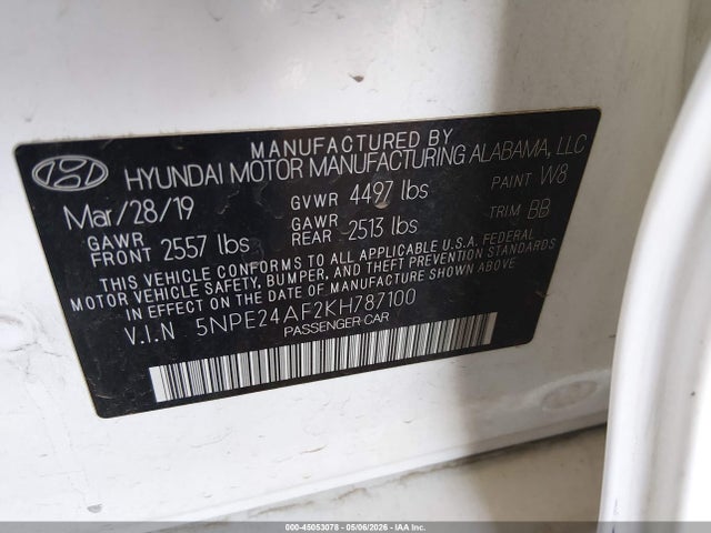 Hyundai SONATA SE 2019 5NPE24AF2KH787100 Image 9