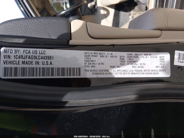 Aukcja sprzedaży 2020 Jeep Grand Cherokee Laredo E 4x4, vin: 1C4RJFAG9LC443981, numer aukcji: 45053084