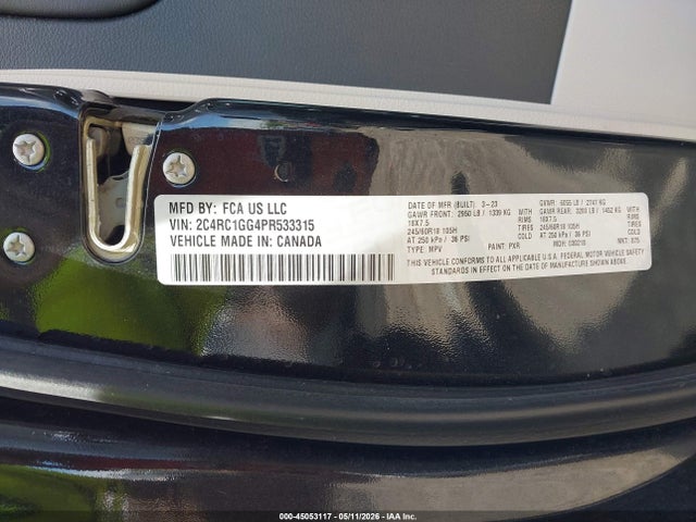 Aukcja sprzedaży 2023 Chrysler Pacifica Limited, vin: 2C4RC1GG4PR533315, numer aukcji: 45053117