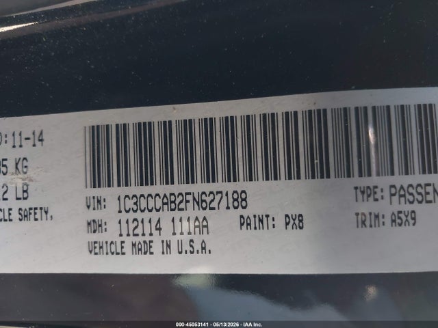 Продажа на аукционе авто 2015 Chrysler 200 Limited, vin: 1C3CCCAB2FN627188, номер лота: 45053141