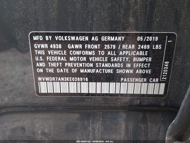 Aukcja sprzedaży 2019 Volkswagen Arteon 2.0t Sel, vin: WVWDR7AN3KE026916, numer aukcji: 45053153
