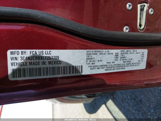 Продаж на аукціоні авто 2020 Jeep Compass Sun And Safety Fwd, vin: 3C4NJCBBXLT257709, номер лоту: 45053154